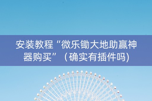 安装教程“微乐锄大地助赢神器购买”（确实有插件吗)