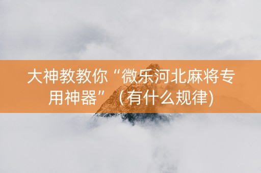 大神教教你“微乐河北麻将专用神器”（有什么规律)