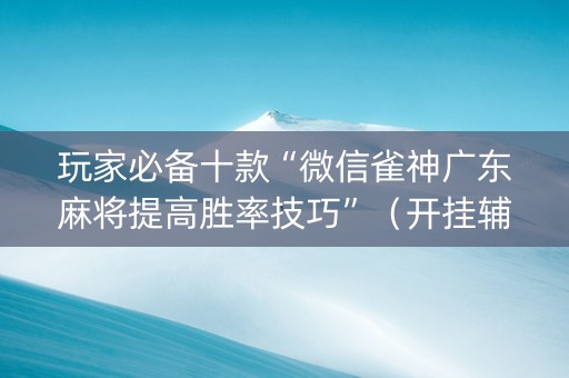 玩家必备十款“微信雀神广东麻将提高胜率技巧”（开挂辅助器脚本)