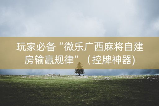 玩家必备“微乐广西麻将自建房输赢规律”（控牌神器)
