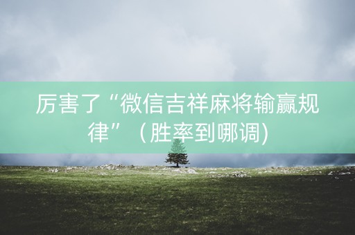 厉害了“微信吉祥麻将输赢规律”（胜率到哪调)