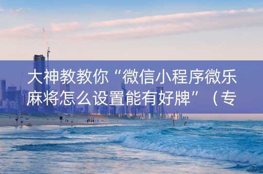 大神教教你“微信小程序微乐麻将怎么设置能有好牌”（专用神器)