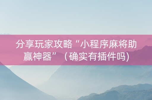 分享玩家攻略“小程序麻将助赢神器”（确实有插件吗)