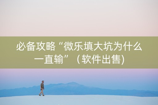必备攻略“微乐填大坑为什么一直输”（软件出售)