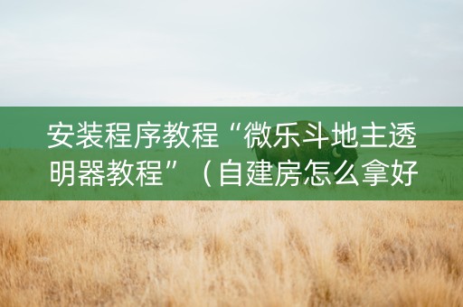 安装程序教程“微乐斗地主透明器教程”（自建房怎么拿好牌)