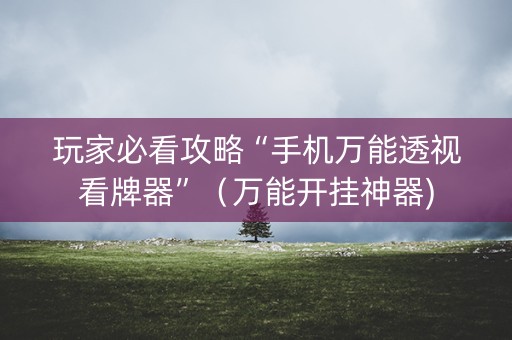 玩家必看攻略“手机万能透视看牌器”（万能开挂神器)