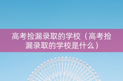 高考捡漏录取的学校（高考捡漏录取的学校是什么）