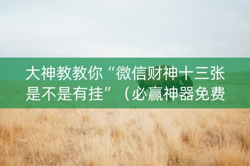 大神教教你“微信财神十三张是不是有挂”（必赢神器免费安装)