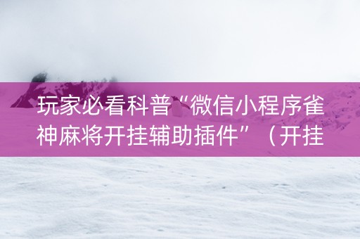 玩家必看科普“微信小程序雀神麻将开挂辅助插件”（开挂辅助器插件)