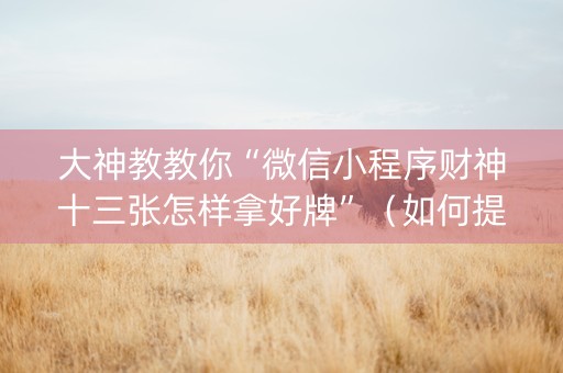 大神教教你“微信小程序财神十三张怎样拿好牌”（如何提高胜率)
