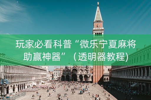 玩家必看科普“微乐宁夏麻将助赢神器”（透明器教程)