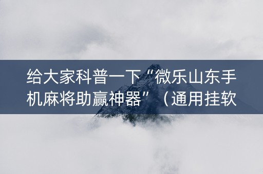 给大家科普一下“微乐山东手机麻将助赢神器”（通用挂软件多少钱)