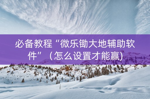 必备教程“微乐锄大地辅助软件”（怎么设置才能赢)