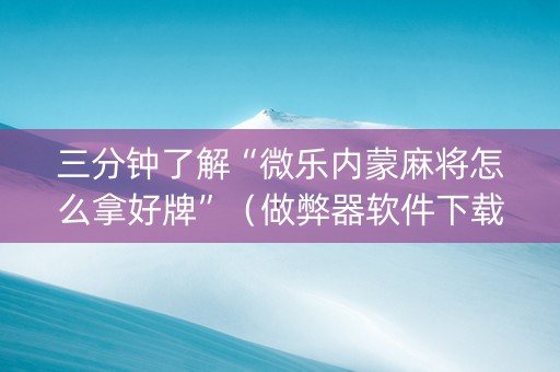 三分钟了解“微乐内蒙麻将怎么拿好牌”（做弊器软件下载)