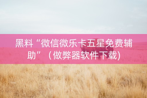 黑料“微信微乐卡五星免费辅助”（做弊器软件下载)