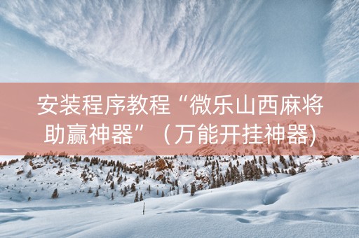 安装程序教程“微乐山西麻将助赢神器”（万能开挂神器)