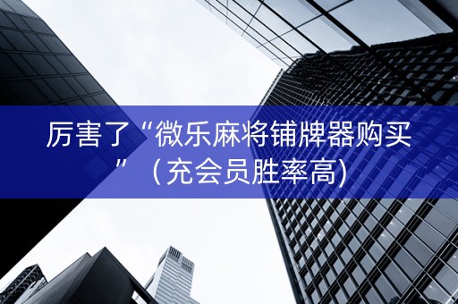 厉害了“微乐麻将铺牌器购买”（充会员胜率高)