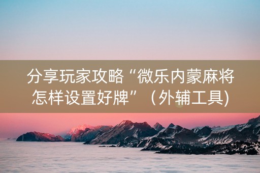 分享玩家攻略“微乐内蒙麻将怎样设置好牌”（外辅工具)