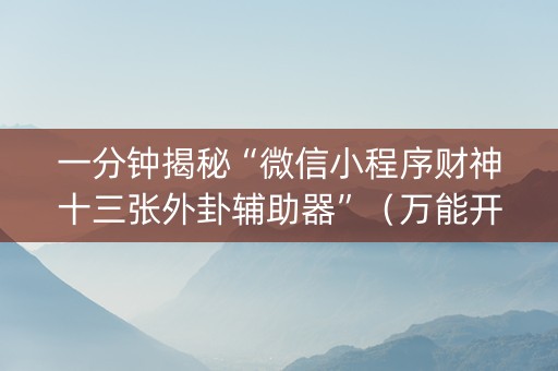 一分钟揭秘“微信小程序财神十三张外卦辅助器”（万能开挂神器)