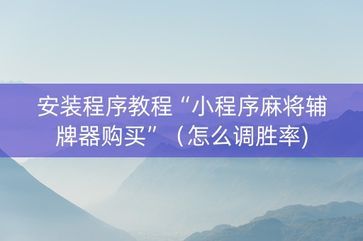 安装程序教程“小程序麻将辅牌器购买”（怎么调胜率)