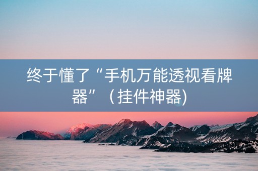 终于懂了“手机万能透视看牌器”（挂件神器)