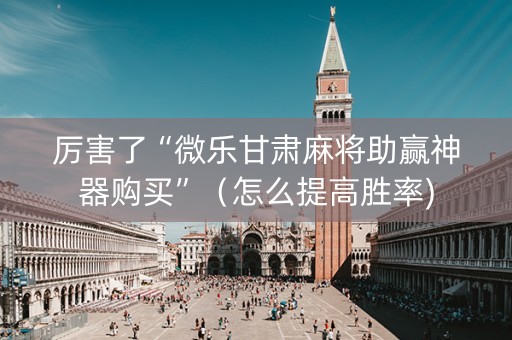 厉害了“微乐甘肃麻将助赢神器购买”（怎么提高胜率)