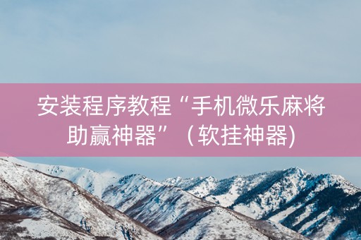 安装程序教程“手机微乐麻将助赢神器”（软挂神器)