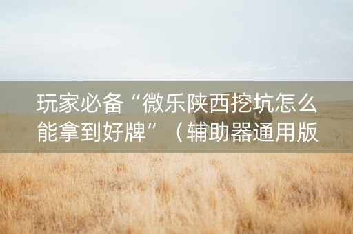 玩家必备“微乐陕西挖坑怎么能拿到好牌”（辅助器通用版)