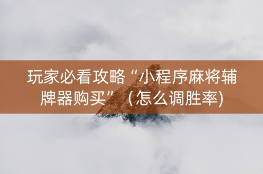 玩家必看攻略“小程序麻将辅牌器购买”（怎么调胜率)