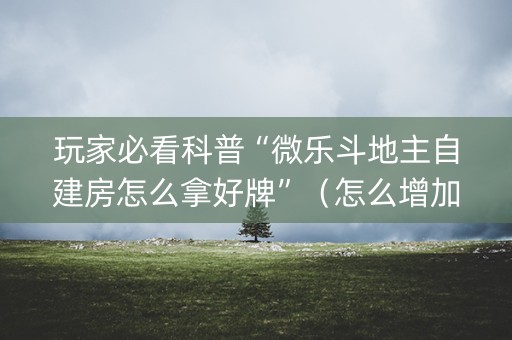 玩家必看科普“微乐斗地主自建房怎么拿好牌”（怎么增加胜率)