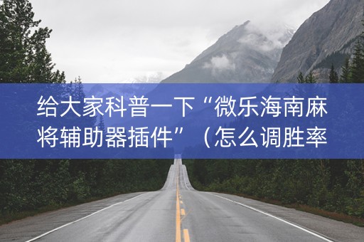 给大家科普一下“微乐海南麻将辅助器插件”（怎么调胜率)