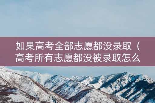 如果高考全部志愿都没录取（高考所有志愿都没被录取怎么办）