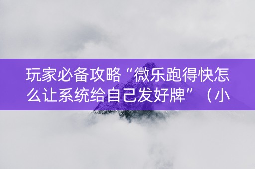 玩家必备攻略“微乐跑得快怎么让系统给自己发好牌”（小程序必赢神器)