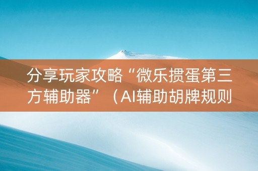 分享玩家攻略“微乐掼蛋第三方辅助器”（AI辅助胡牌规则)