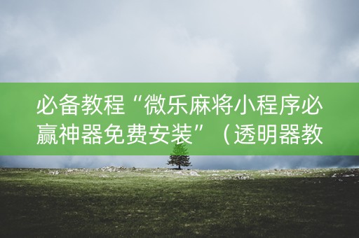 必备教程“微乐麻将小程序必赢神器免费安装”（透明器教程)