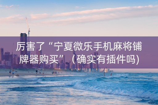 厉害了“宁夏微乐手机麻将铺牌器购买”（确实有插件吗)