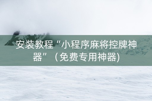 安装教程“小程序麻将控牌神器”（免费专用神器)