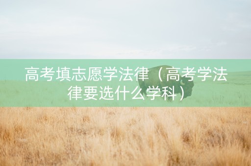 高考填志愿学法律（高考学法律要选什么学科）