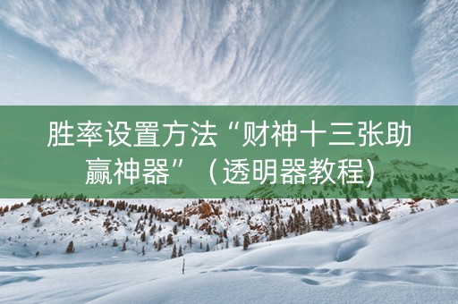 胜率设置方法“财神十三张助赢神器”（透明器教程)