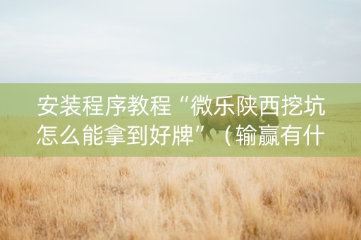 安装程序教程“微乐陕西挖坑怎么能拿到好牌”（输赢有什么规律)