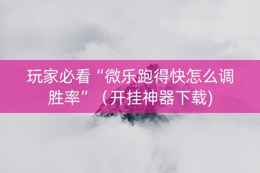 玩家必看“微乐跑得快怎么调胜率”（开挂神器下载)