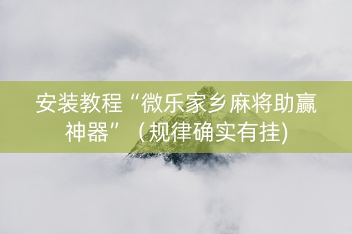 安装教程“微乐家乡麻将助赢神器”（规律确实有挂)