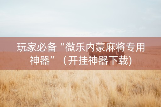 玩家必备“微乐内蒙麻将专用神器”（开挂神器下载)