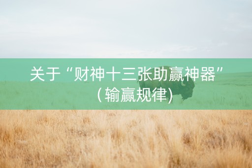关于“财神十三张助赢神器”（输赢规律)