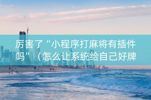 厉害了“小程序打麻将有插件吗”（怎么让系统给自己好牌)