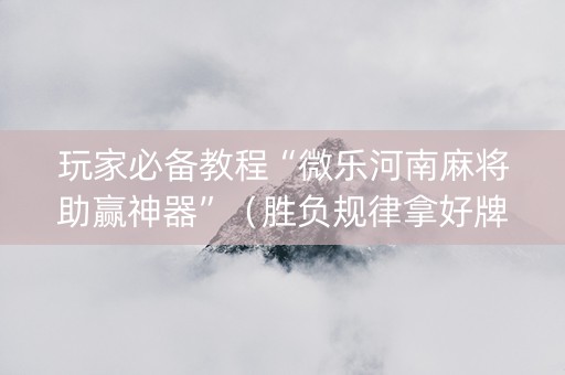 玩家必备教程“微乐河南麻将助赢神器”（胜负规律拿好牌)