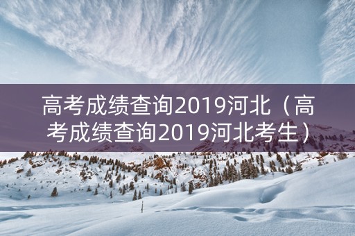 高考成绩查询2019河北（高考成绩查询2019河北考生）