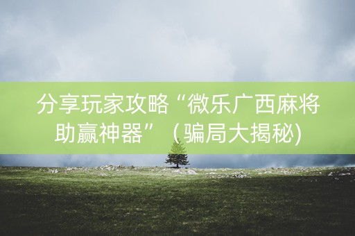分享玩家攻略“微乐广西麻将助赢神器”（骗局大揭秘)