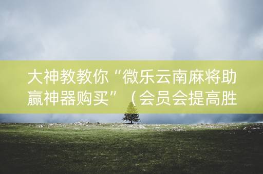 大神教教你“微乐云南麻将助赢神器购买”（会员会提高胜率吗)