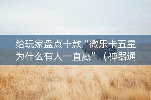 给玩家盘点十款“微乐卡五星为什么有人一直赢”（神器通用版)